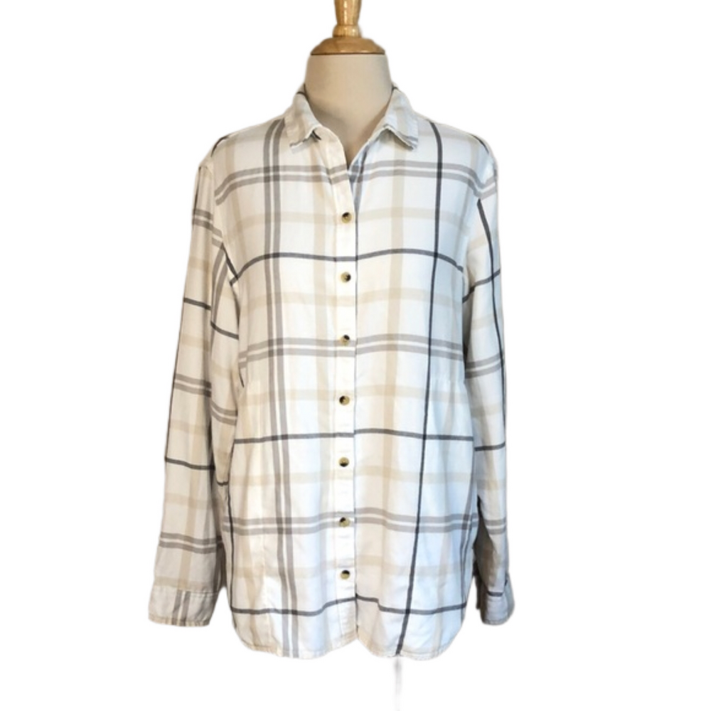 JACHS GIRLFRIEND New York Women's Medium Cozy Flannel Long Sleeve Shirt Shacket